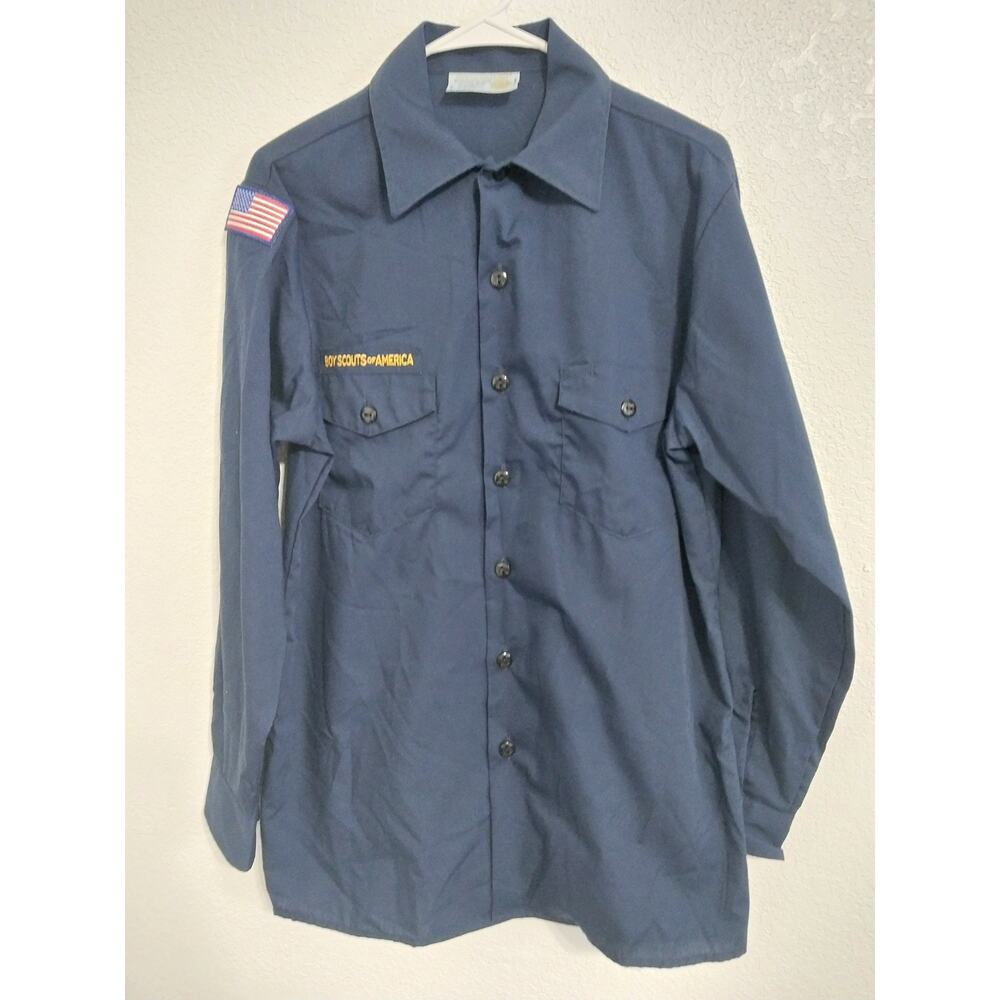 Boy Scouts Of America Official Youth Shirt Blue Long Sleeve Size XL